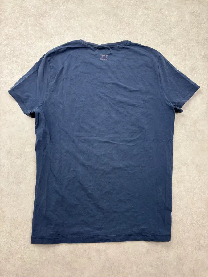 2000s Iceberg Navy Comic Flag T-Shirt guCezhx 5