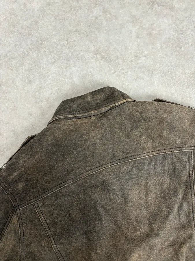 2000s Iceberg Premium Grey Suede Leather Jacket pDeugEy 5