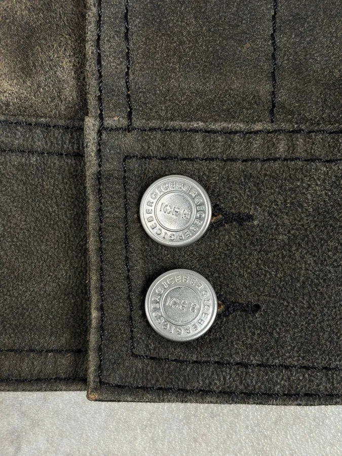 2000s Iceberg Premium Grey Suede Leather Jacket pDeugEy 10