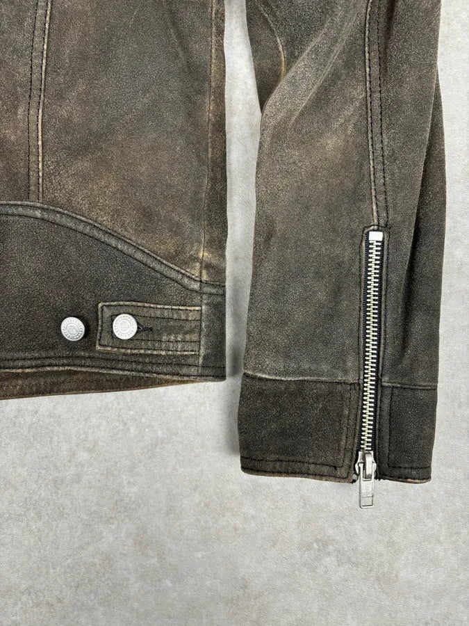 2000s Iceberg Premium Grey Suede Leather Jacket pDeugEy 9