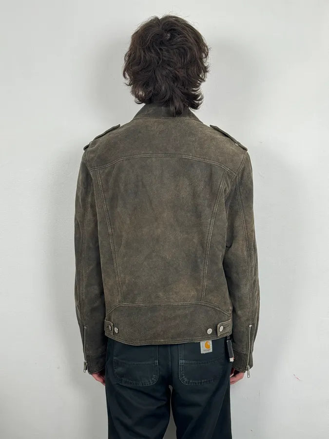 2000s Iceberg Premium Grey Suede Leather Jacket pDeugEy 2