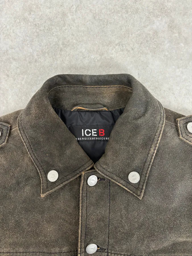 2000s Iceberg Premium Grey Suede Leather Jacket pDeugEy 8