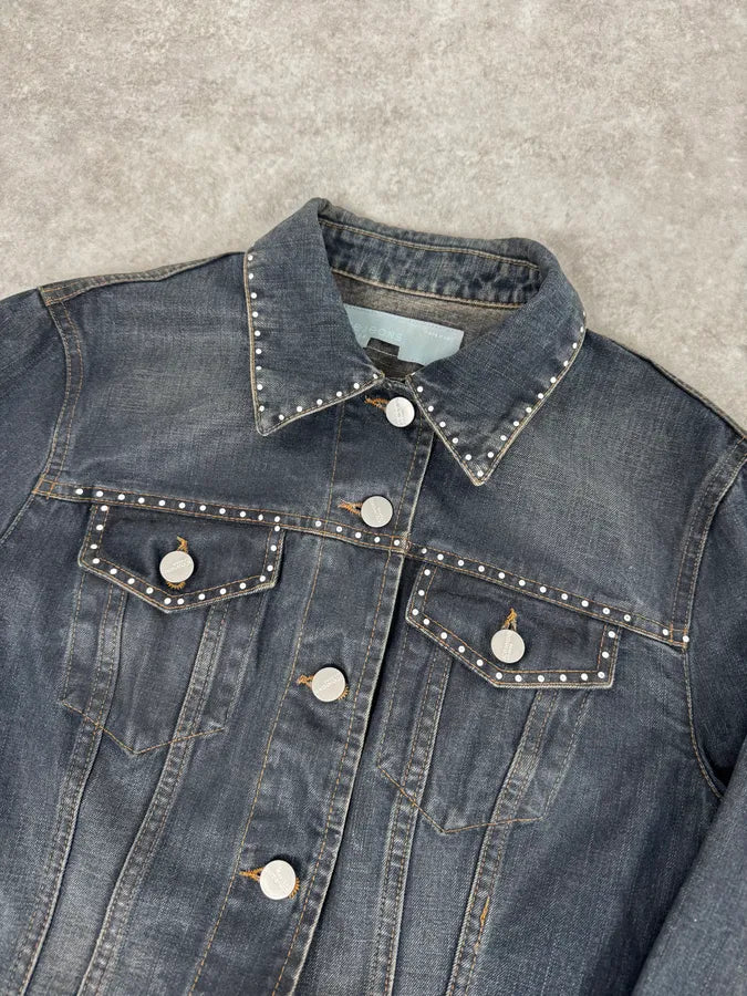 2000s Iceberg Studded Blue Denim Jacket MsRBEpD 4