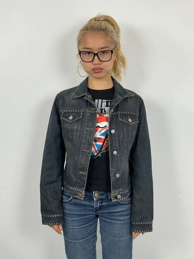 2000s Iceberg Studded Blue Denim Jacket MsRBEpD 1