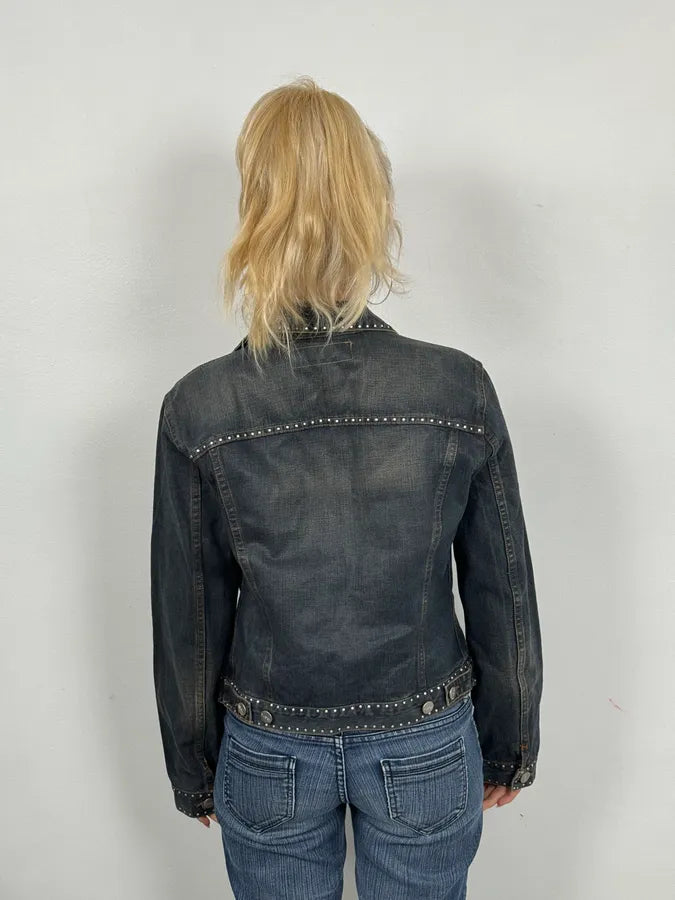 2000s Iceberg Studded Blue Denim Jacket MsRBEpD 2