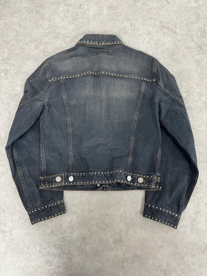 2000s Iceberg Studded Blue Denim Jacket MsRBEpD 3