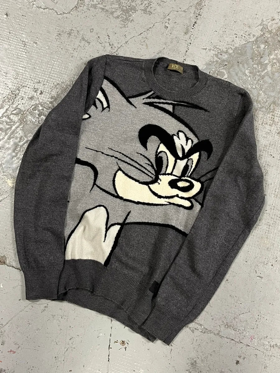 2000s Iceberg Tom Grey Nasty Cat Sweater RKMLYda 3