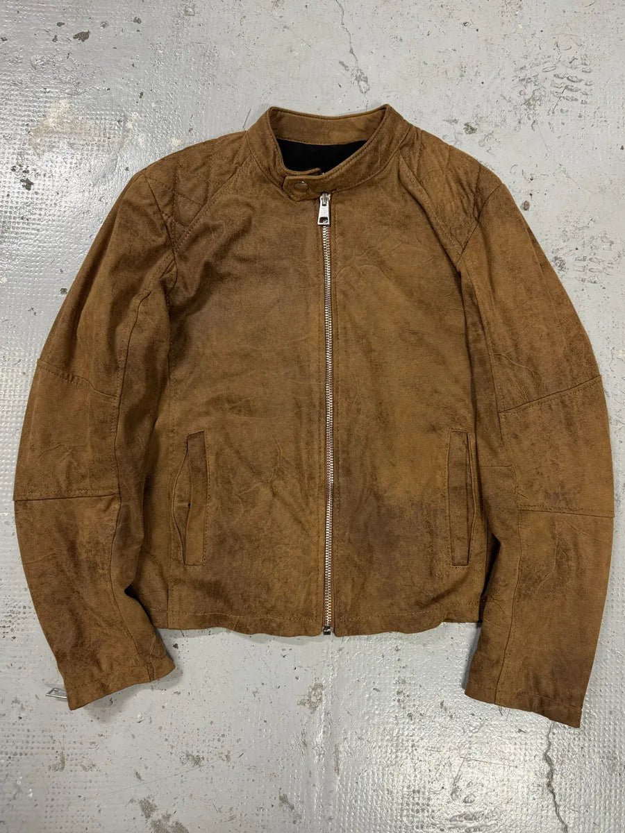 2000s Imperial Biker Raw Brown Leather Jacket OOjqziJ 2