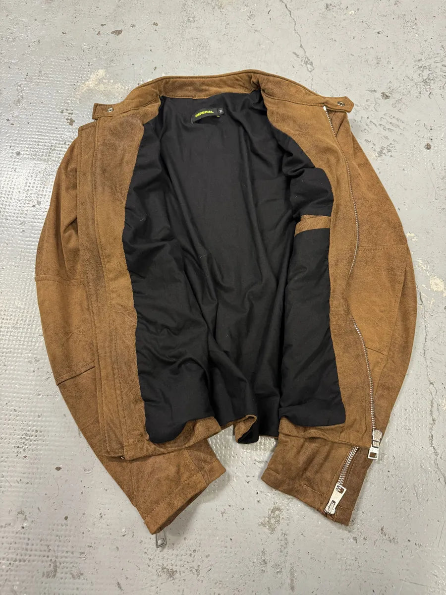 2000s Imperial Biker Raw Brown Leather Jacket OOjqziJ 4