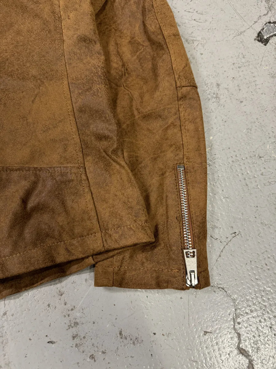 2000s Imperial Biker Raw Brown Leather Jacket OOjqziJ 5