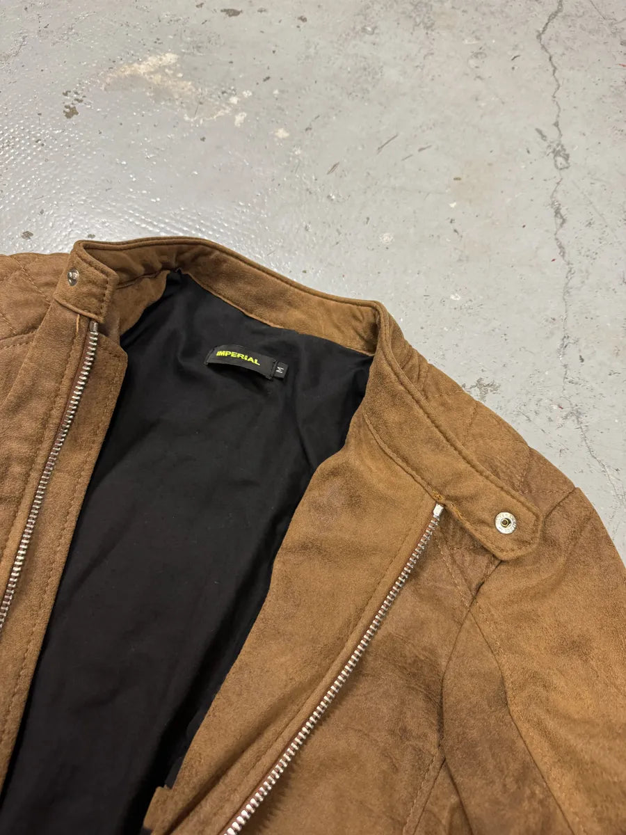 2000s Imperial Biker Raw Brown Leather Jacket OOjqziJ 8