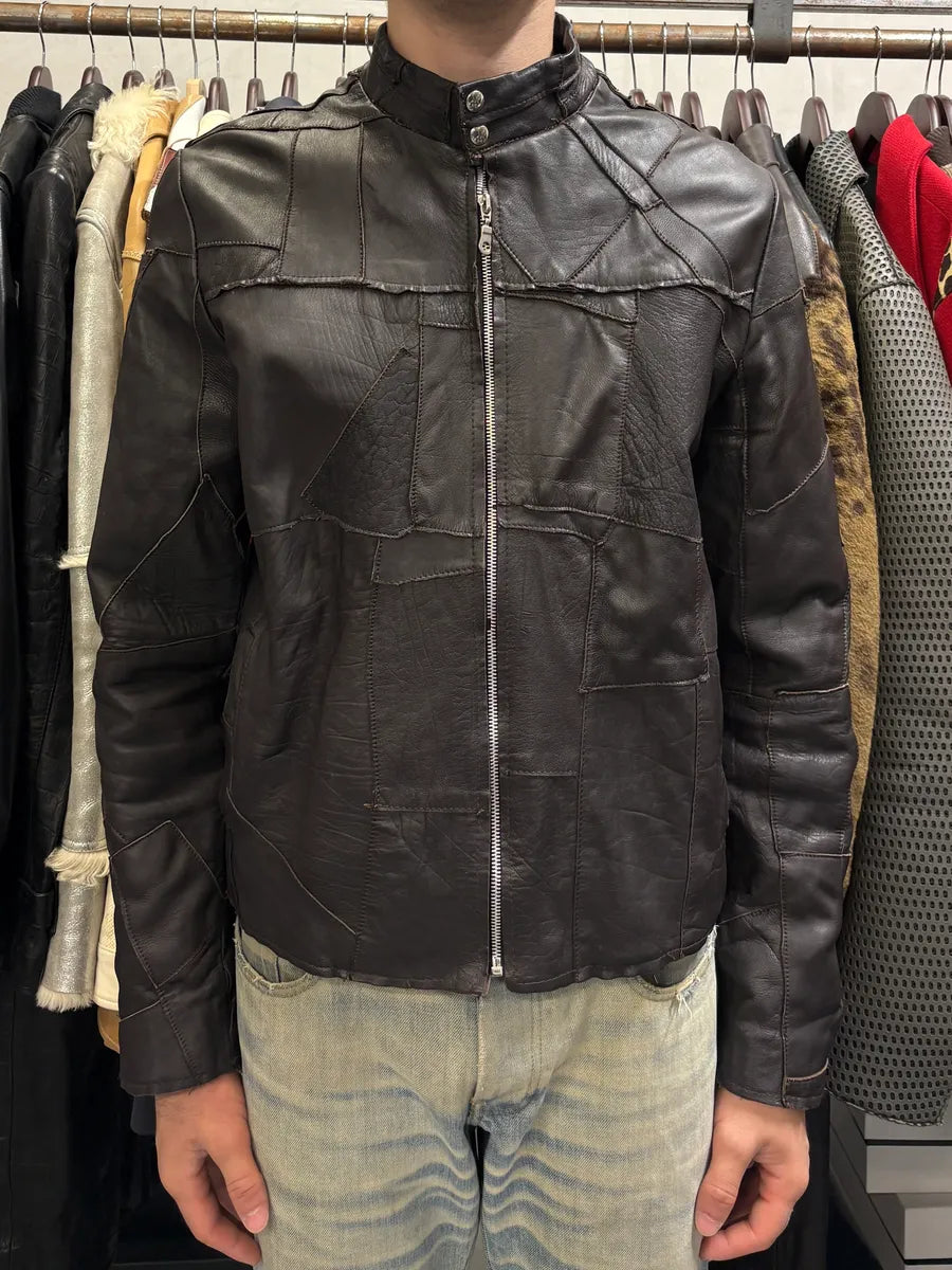 2000s Imperial Brown Patchwork Leather Jacket NcSVlzh 1