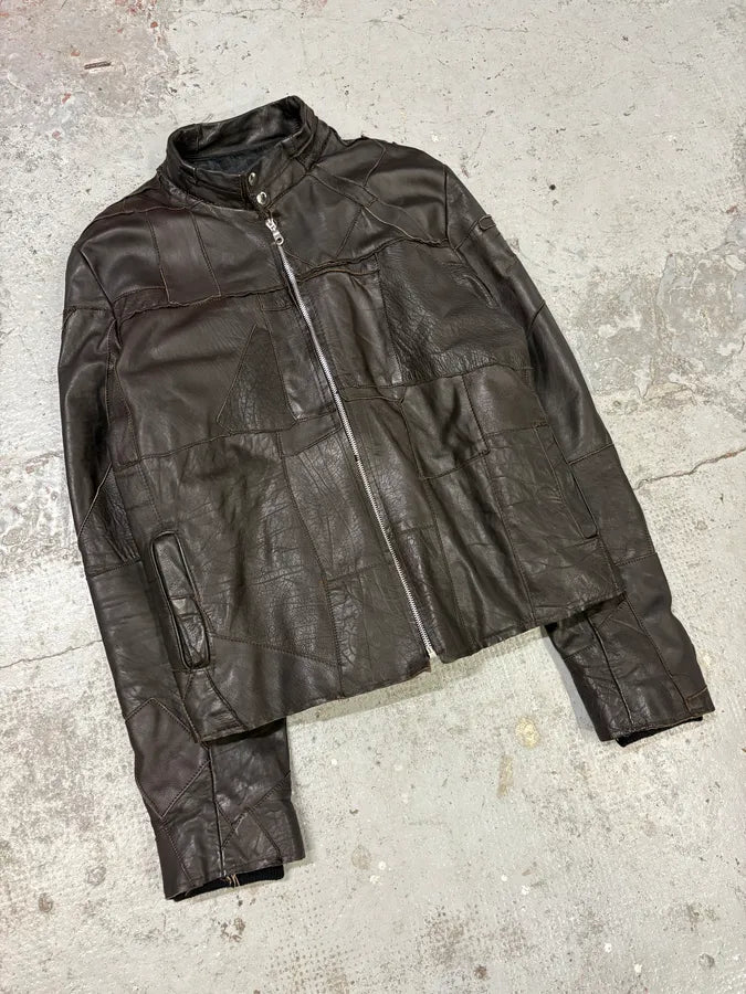 2000s Imperial Brown Patchwork Leather Jacket NcSVlzh 3