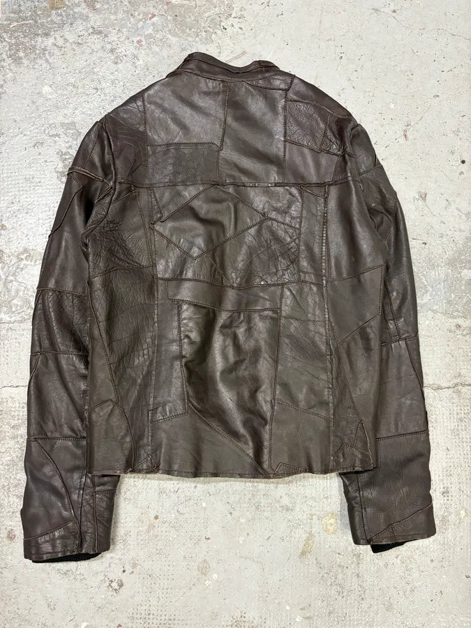 2000s Imperial Brown Patchwork Leather Jacket NcSVlzh 5