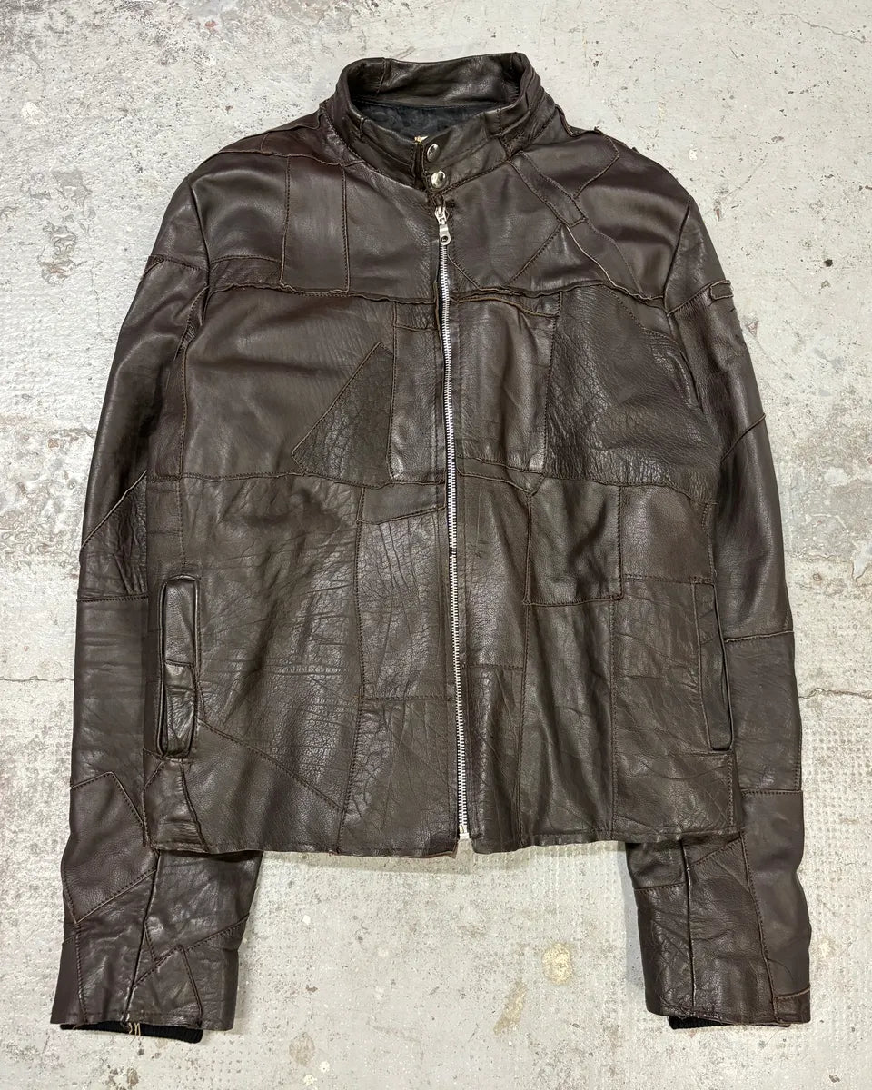 2000s Imperial Brown Patchwork Leather Jacket NcSVlzh 0