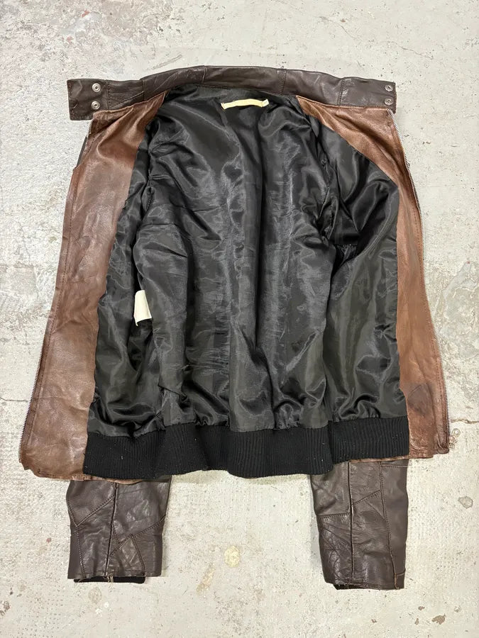 2000s Imperial Brown Patchwork Leather Jacket NcSVlzh 6