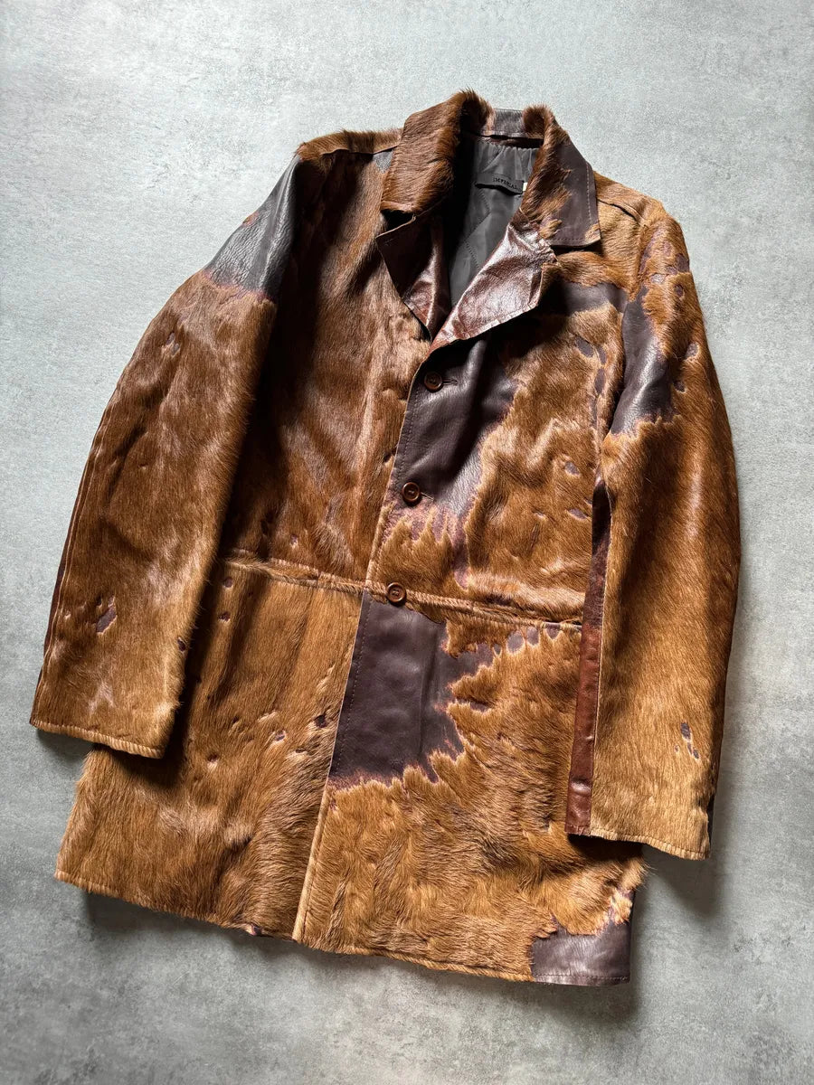 2000s Imperial Cowhide Brown Pony Hair Leather Jacket hvOoXUs 6