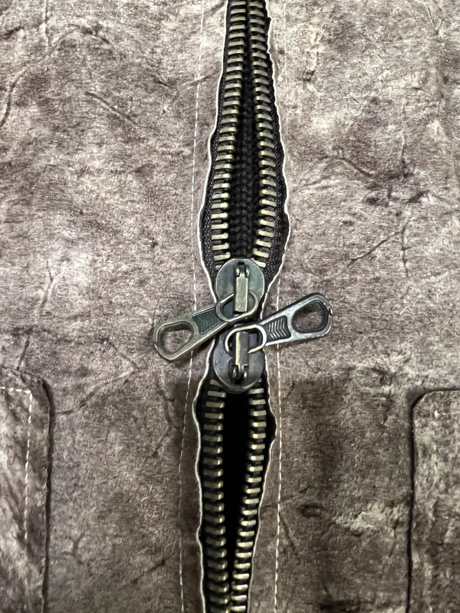 2000s Imperial Hybrid Leather & Wool Brown Eroded Jacket (M) 5