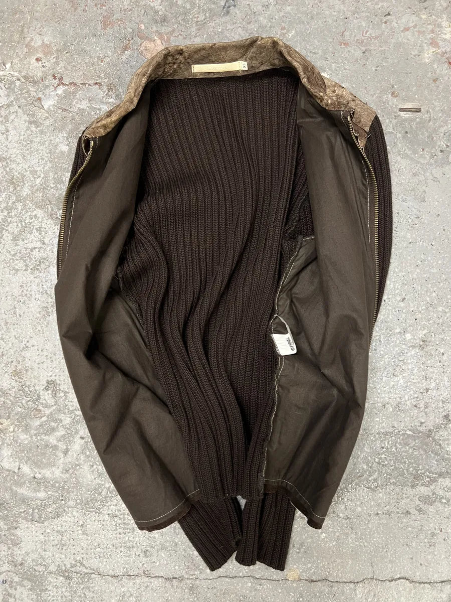 2000s Imperial Hybrid Leather & Wool Brown Eroded Jacket (M) 6
