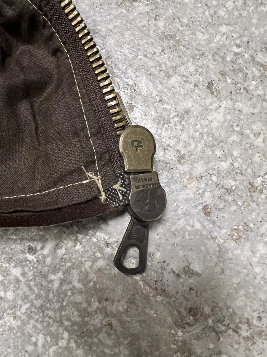 2000s Imperial Hybrid Leather & Wool Brown Eroded Jacket (M) 7