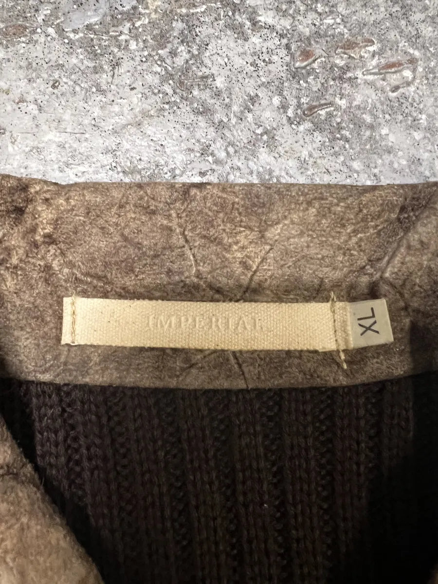 2000s Imperial Hybrid Leather & Wool Brown Eroded Jacket (M) 8