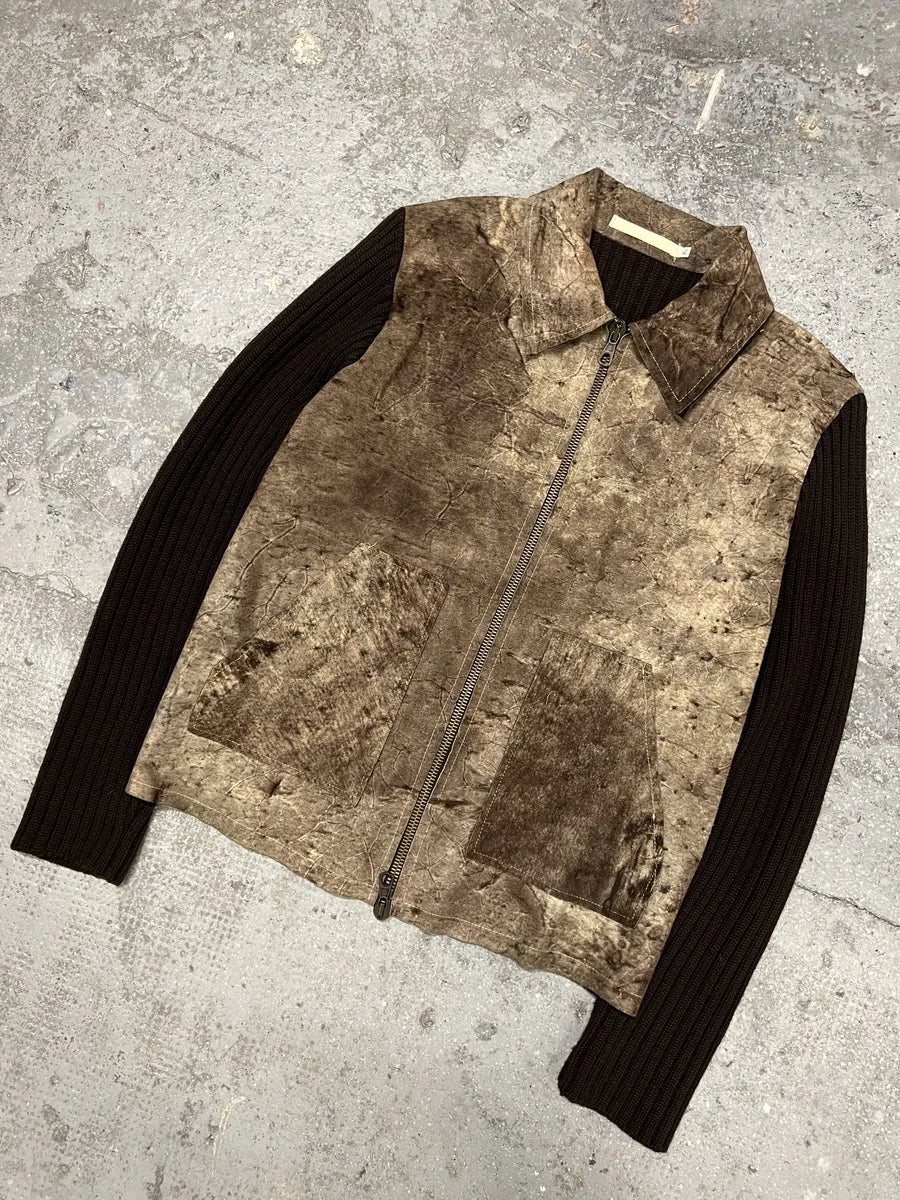 2000s Imperial Hybrid Leather & Wool Brown Eroded Jacket (M) 9