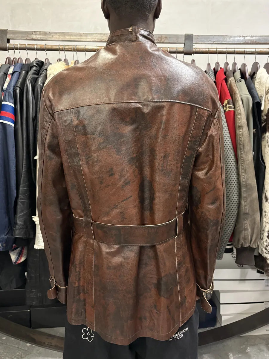 2000s Imperial Obscur Brown Leather Straps Jacket UHufybm 1