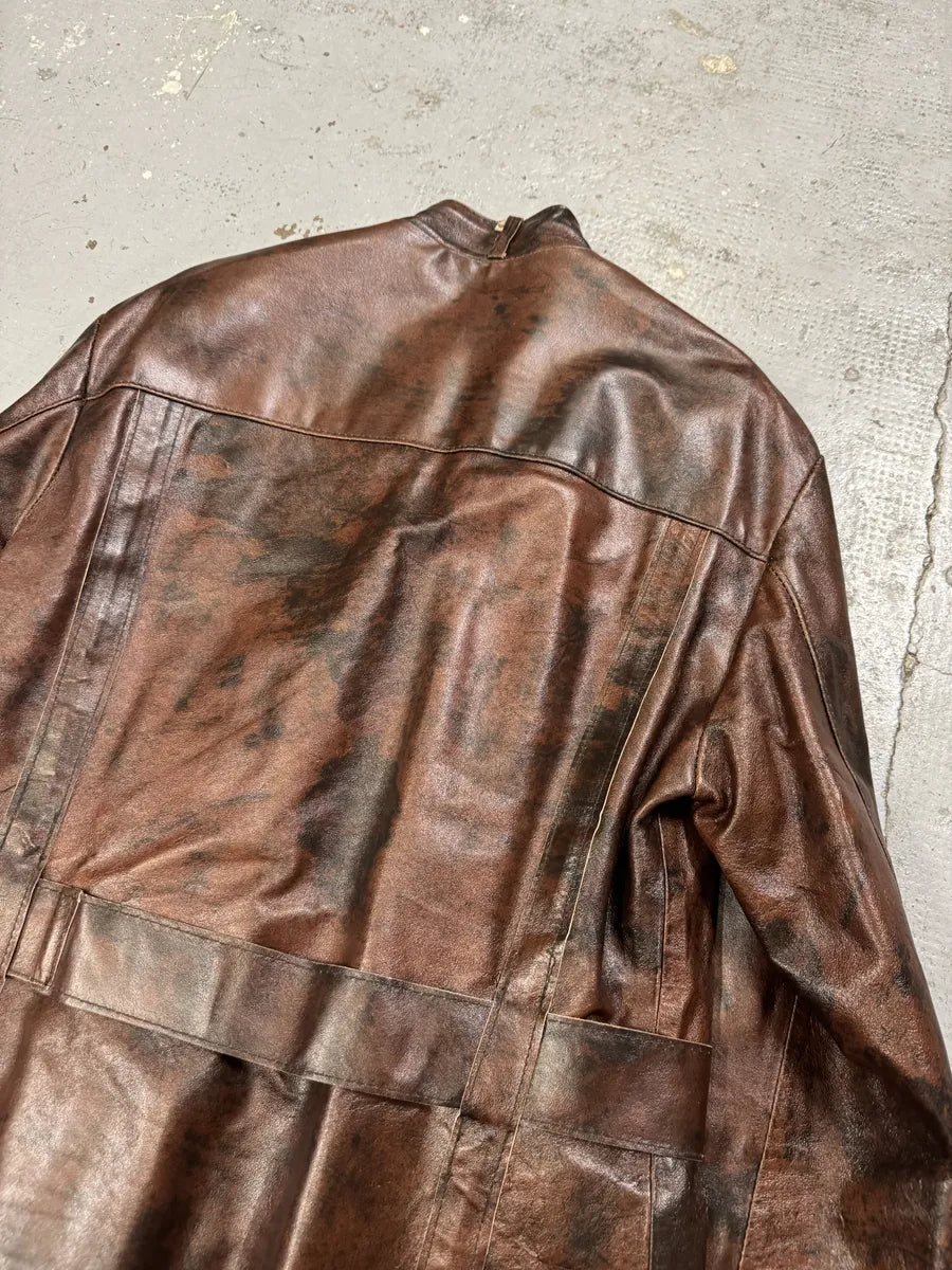 2000s Imperial Obscur Brown Leather Straps Jacket UHufybm 3