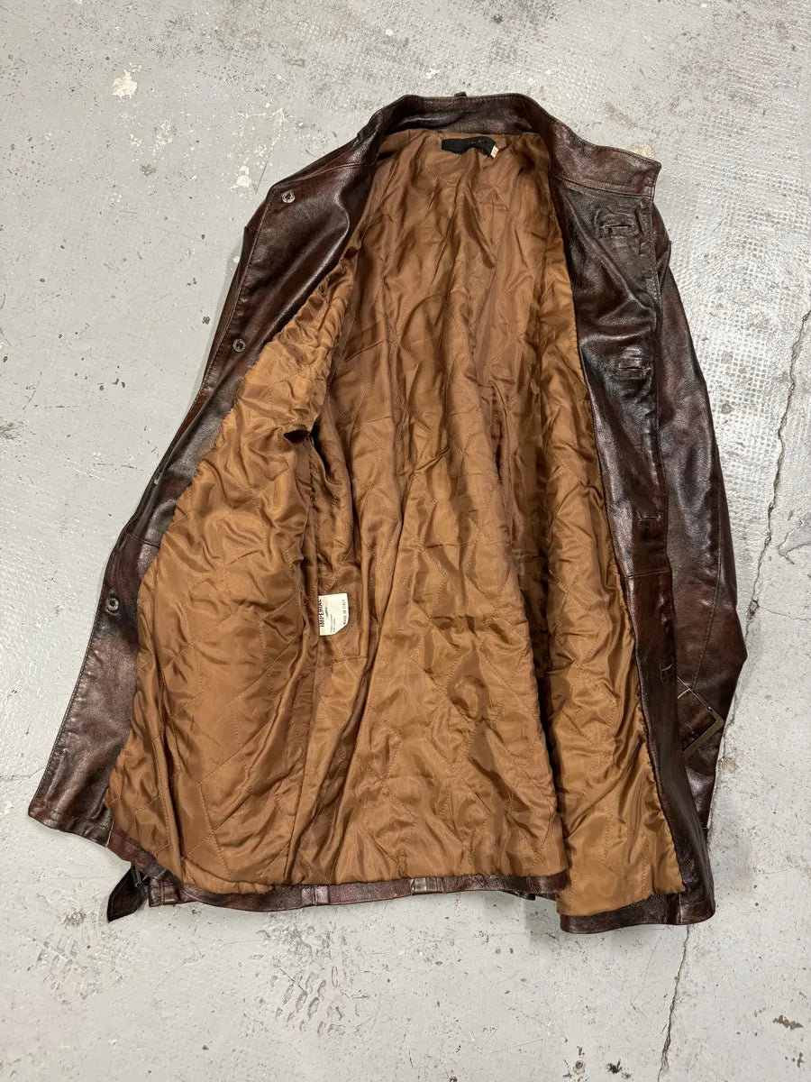 2000s Imperial Obscur Brown Leather Straps Jacket UHufybm 6