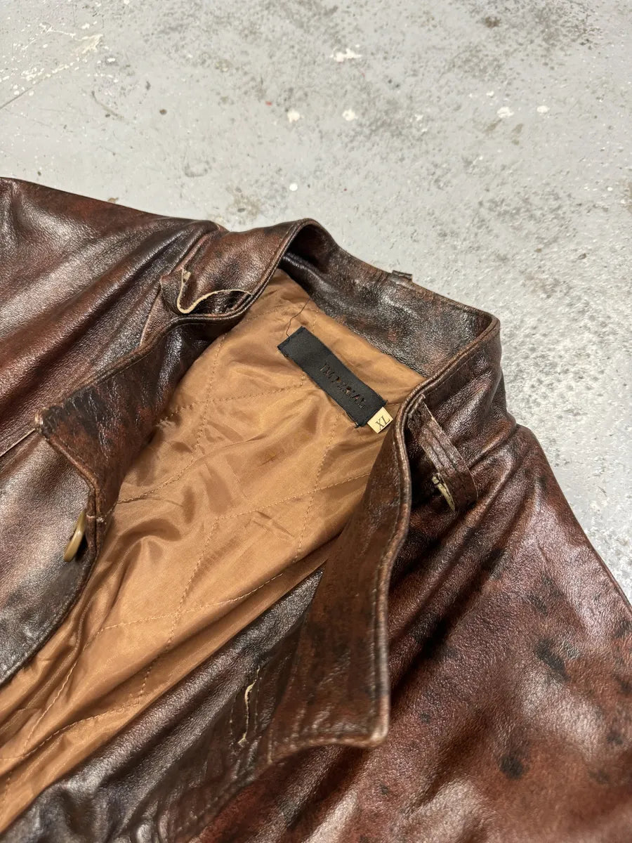2000s Imperial Obscur Brown Leather Straps Jacket UHufybm 7