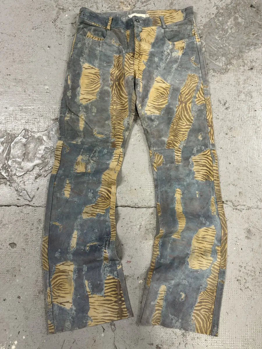 2000s Imperial Tiger Blue Leather Savage Zebra Pants (M) pjEMsrK 0