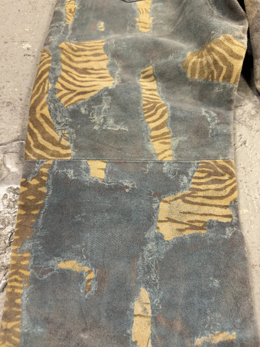 2000s Imperial Tiger Blue Leather Savage Zebra Pants (M) pjEMsrK 10