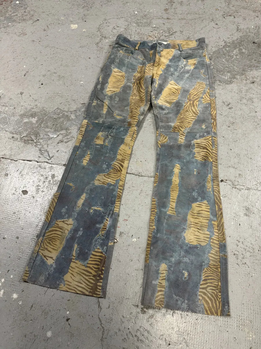 2000s Imperial Tiger Blue Leather Savage Zebra Pants (M) pjEMsrK 11