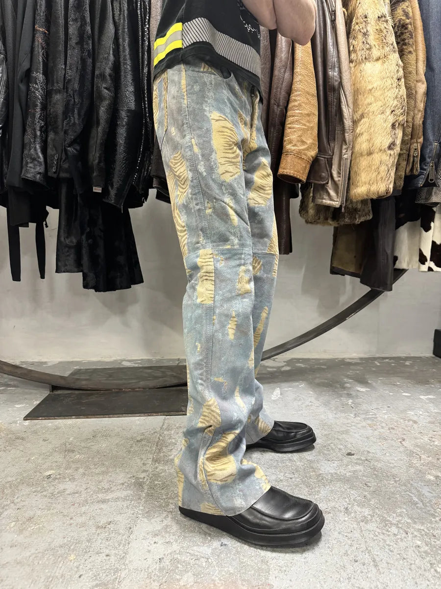 2000s Imperial Tiger Blue Leather Savage Zebra Pants (M) pjEMsrK 3