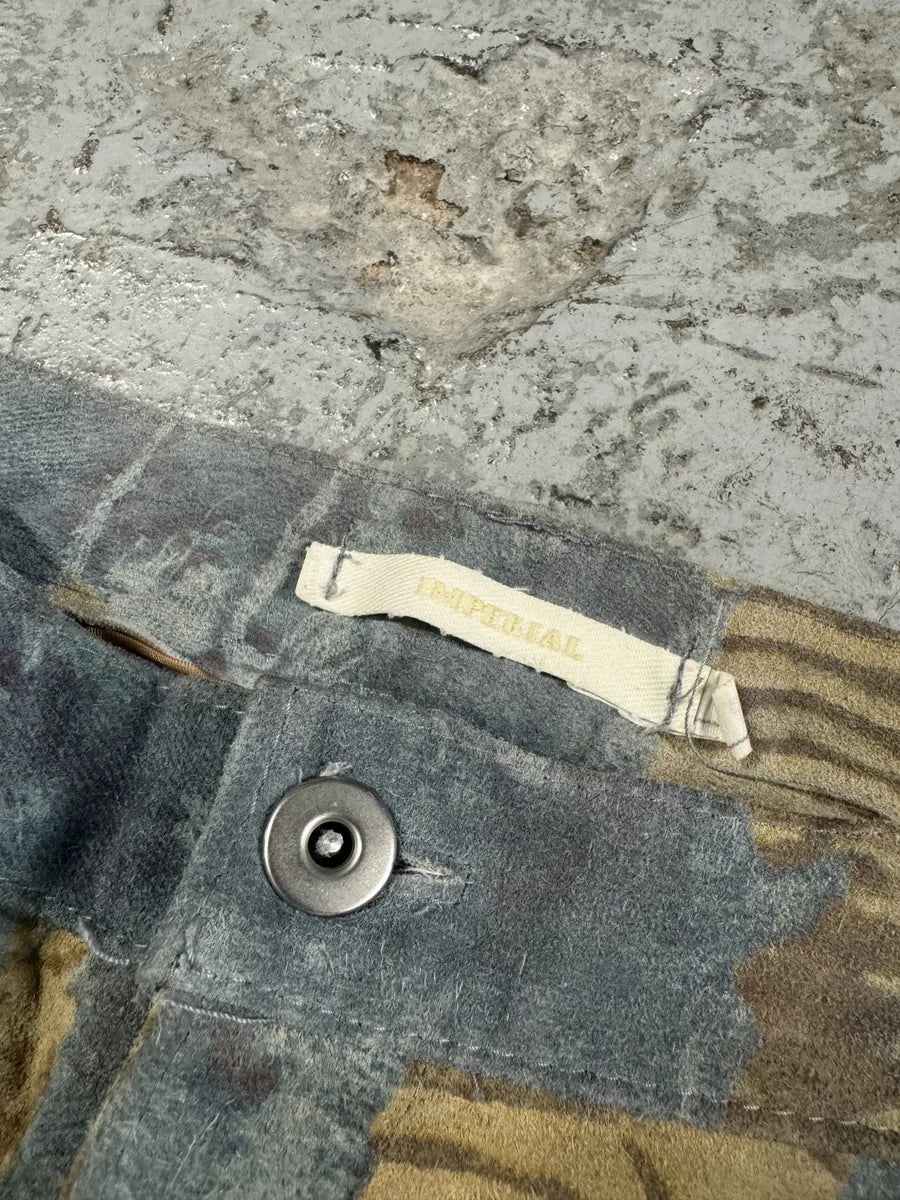 2000s Imperial Tiger Blue Leather Savage Zebra Pants (M) pjEMsrK 7