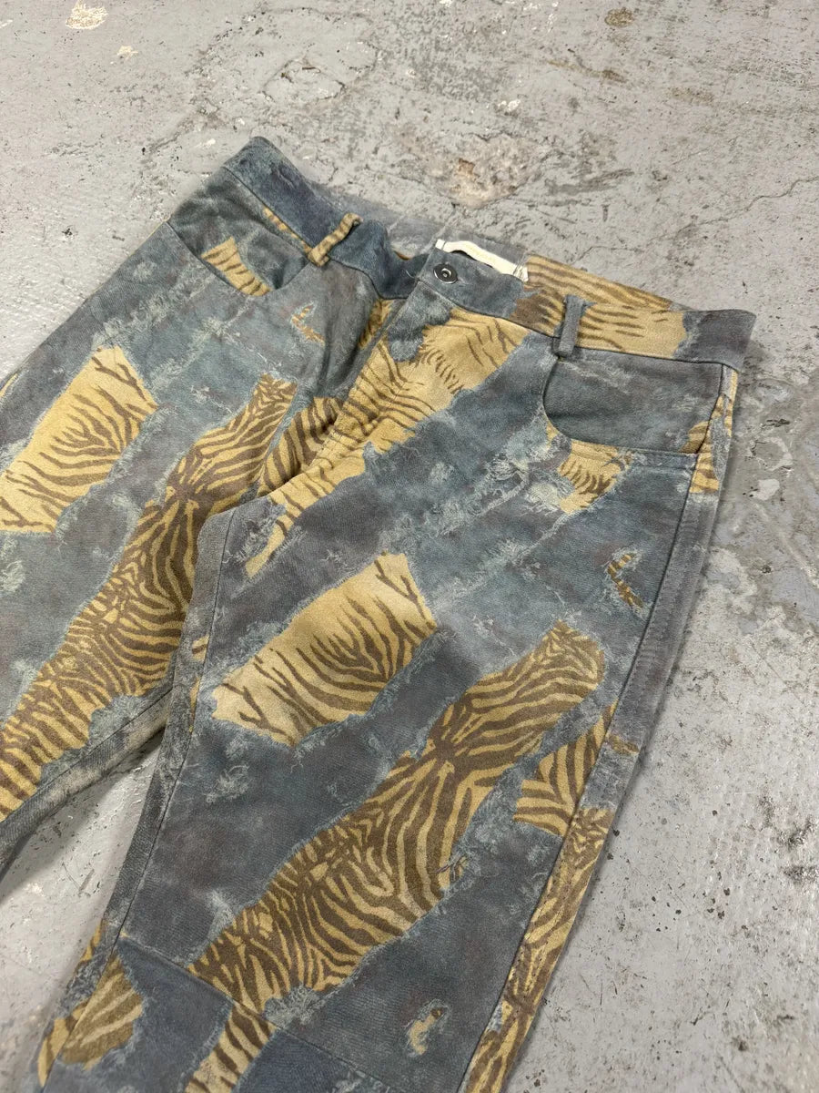 2000s Imperial Tiger Blue Leather Savage Zebra Pants (M) pjEMsrK 8