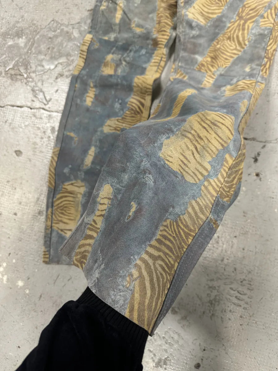 2000s Imperial Tiger Blue Leather Savage Zebra Pants (M) pjEMsrK 9