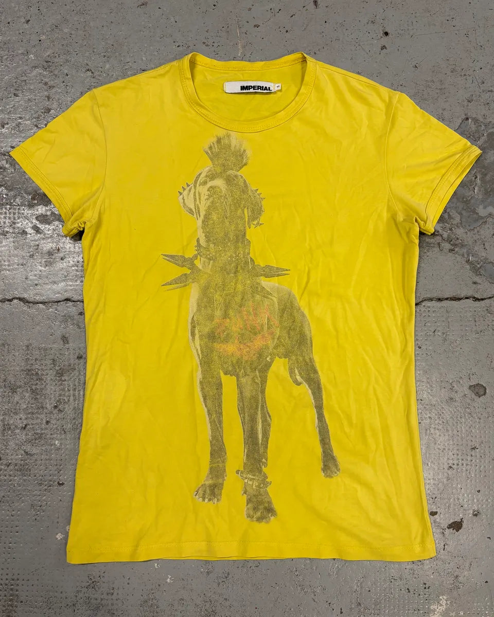 2000s Imperial Yellow Punk Dog T-Shirt TgVZepx 0