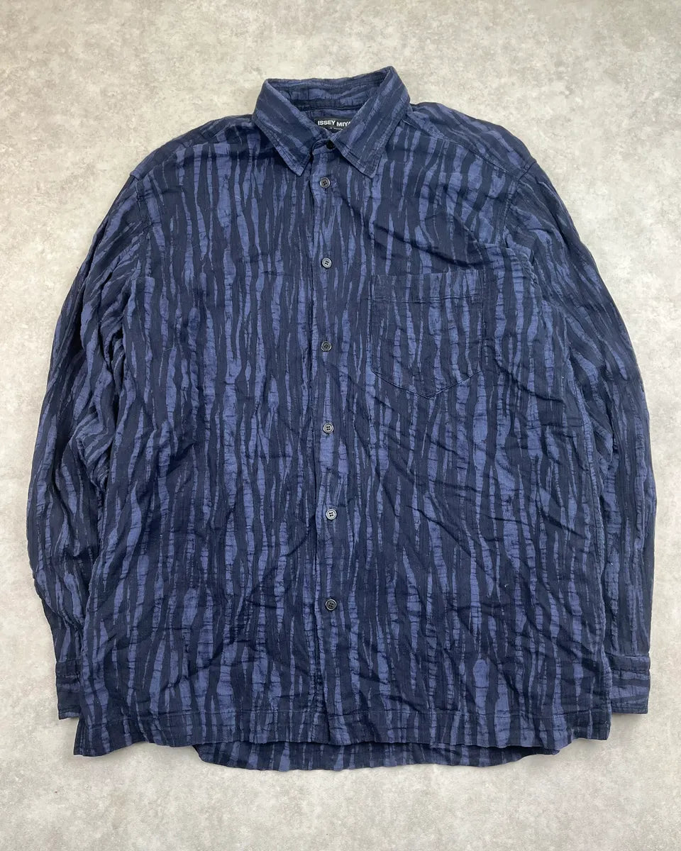 2000s Issey Miyake Dark Navy Clawmarks Shirt FFmVLnt 3
