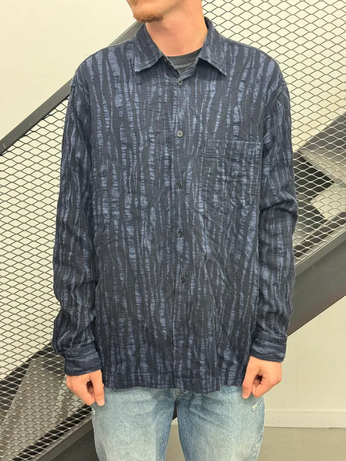 2000s Issey Miyake Dark Navy Clawmarks Shirt FFmVLnt 1