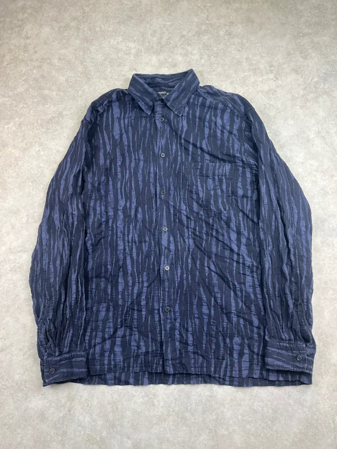 2000s Issey Miyake Dark Navy Clawmarks Shirt FFmVLnt 0