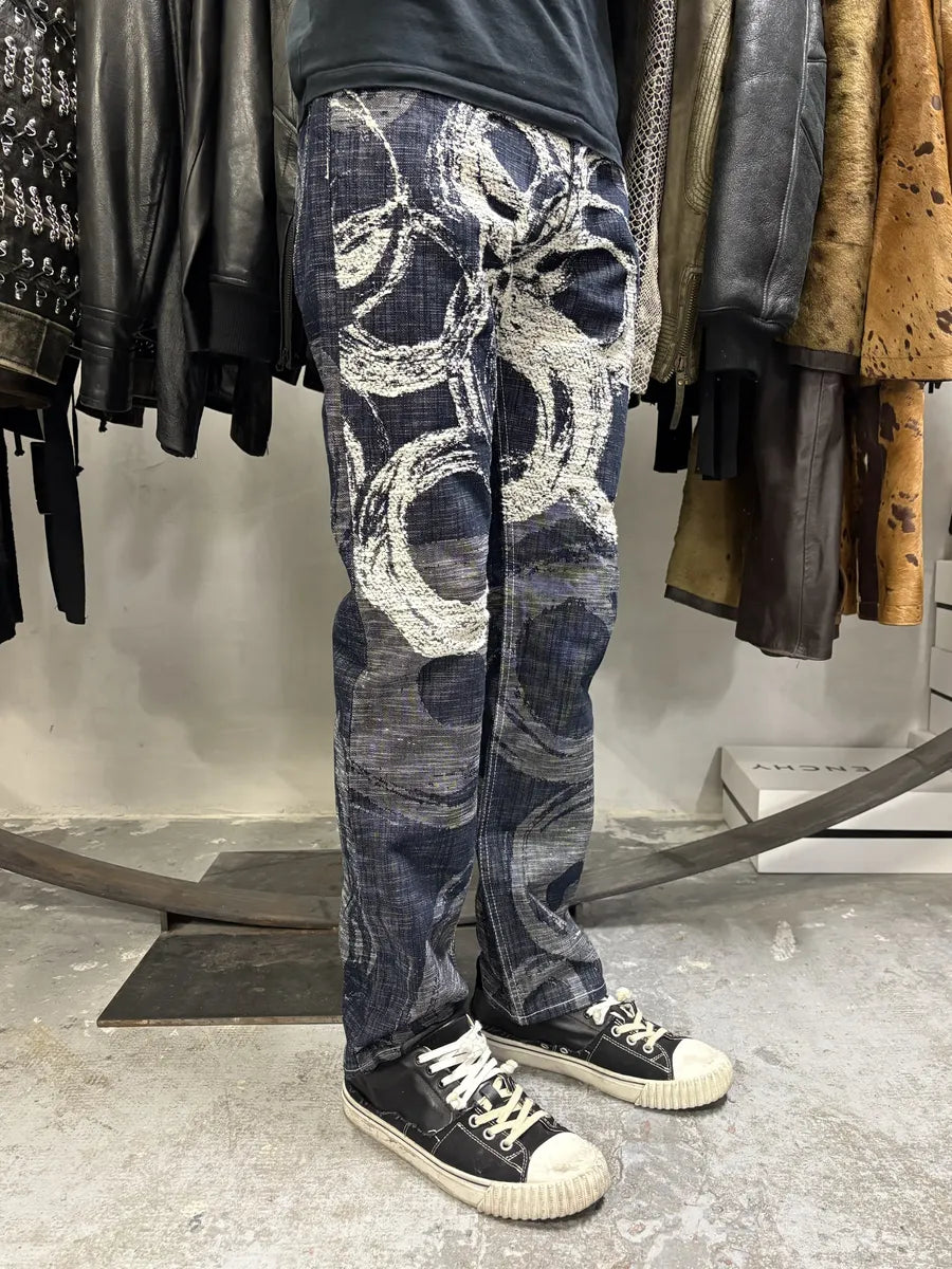 2000s Issey Miyake MEN Abstract Contemporary Relief Denim Jeans (S) lHepUtp 2