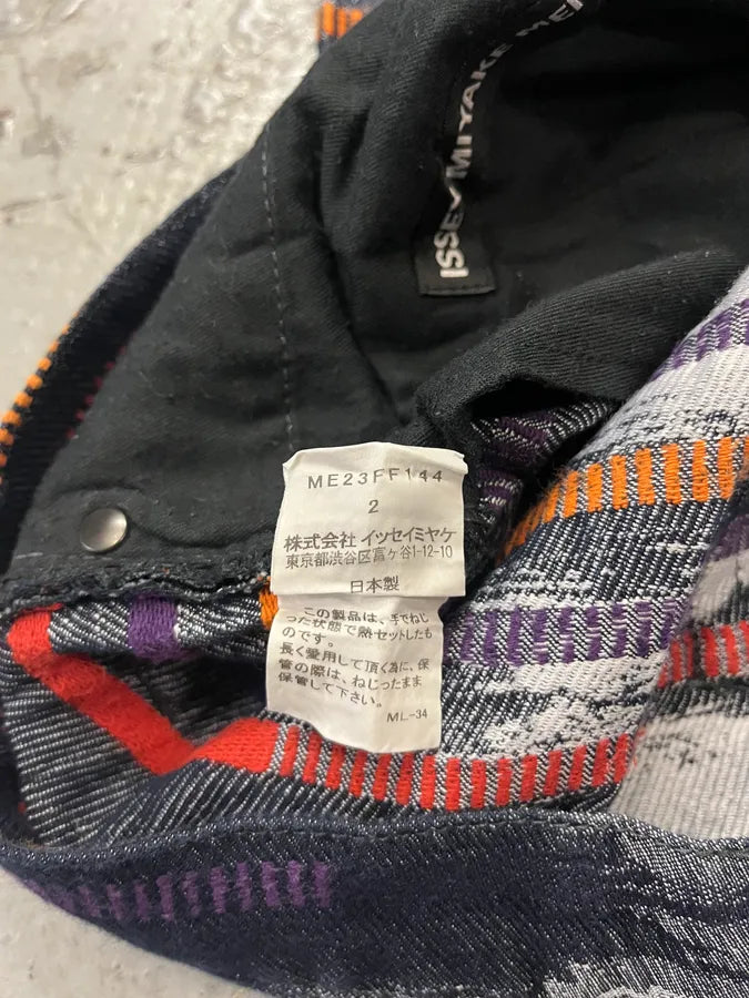 2000s Issey Miyake Navy & Grey Color Stripes Relief Pants ufHjZzs 8