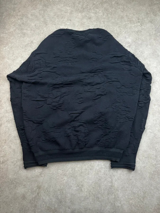 2000s Issey Miyake Navy Relief Sweater foGNCjH 1