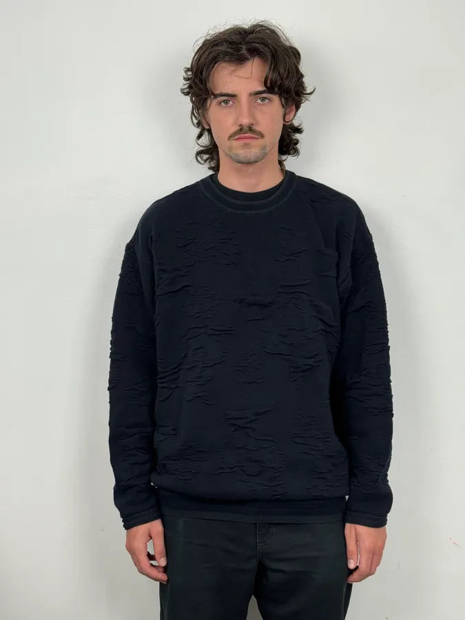 2000s Issey Miyake Navy Relief Sweater foGNCjH 2