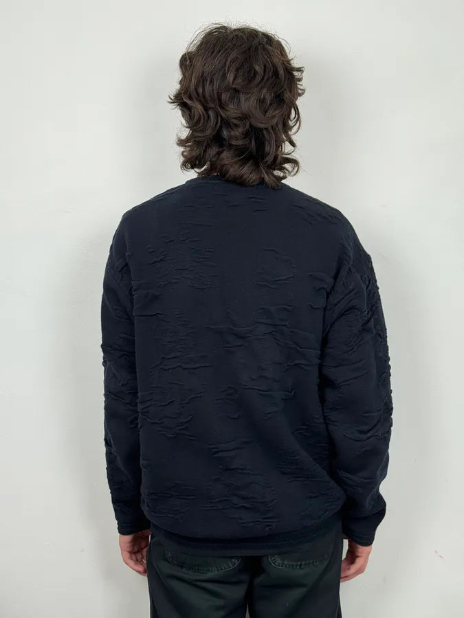 2000s Issey Miyake Navy Relief Sweater foGNCjH 3