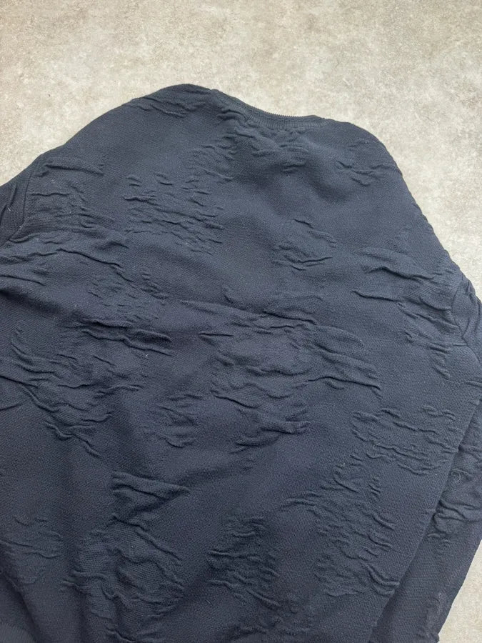 2000s Issey Miyake Navy Relief Sweater foGNCjH 5