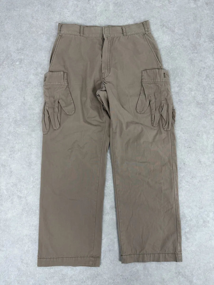 2000s Issey Miyake Ne-Net Gloves Pockets Beige Cargo Pants JhfuHro 0