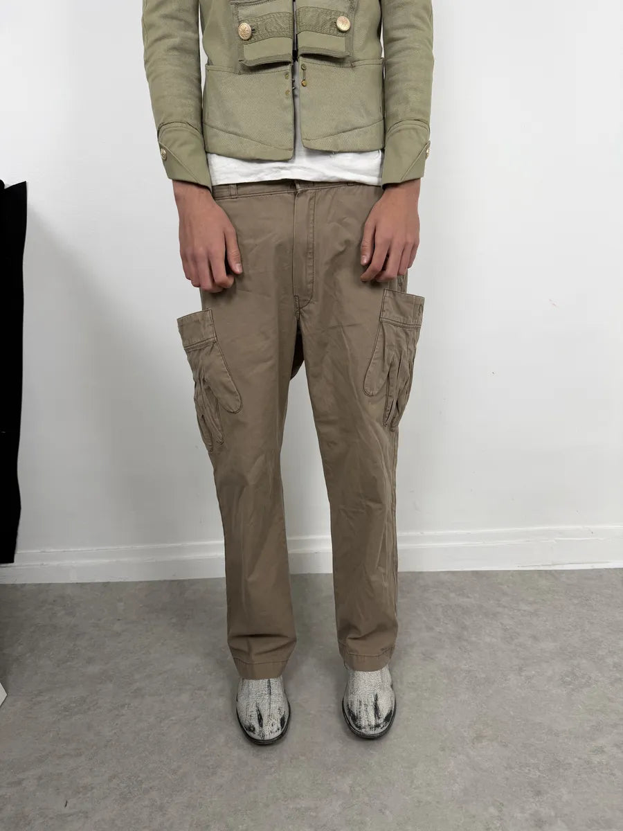 2000s Issey Miyake Ne-Net Gloves Pockets Beige Cargo Pants JhfuHro 10