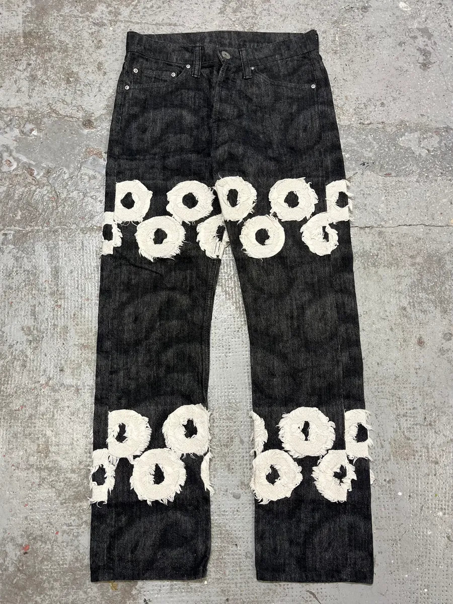 2000s Issey Miyake White Circle Denim Jeans (S) kgJtUea 0